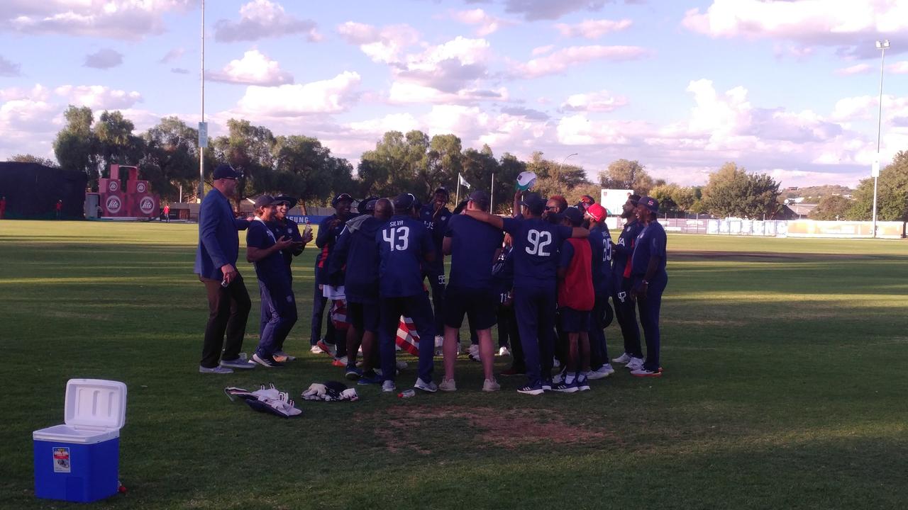 USA celebrate beating Namibia in World Cricket League 2, where cricket dreams can be made or broken. 