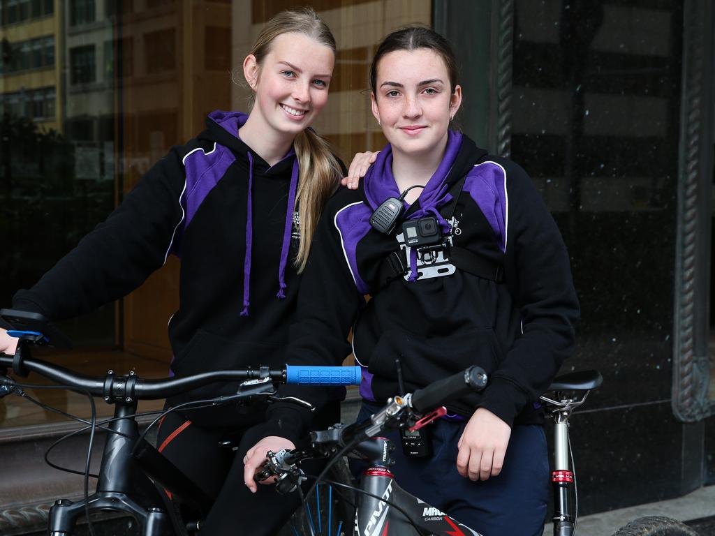 Pippa and Rose Milthorpe at the start of their charity bike ride. Picture: NCA Newswire/Gaye Gerard.