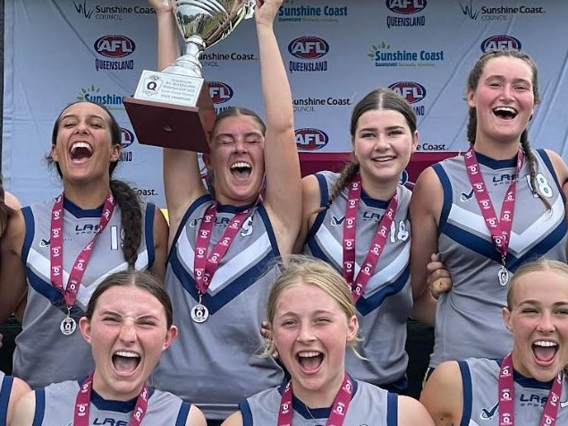 Varsity College players celebrate their big success.