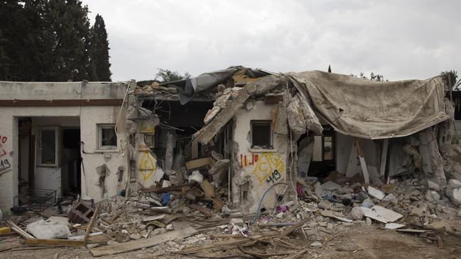 A destroyed house as a result of the Hamas attack on the Kibbutz on October 27, 2023 in Kfar Aza, Israel. Picture: Amir Levy/Getty Images