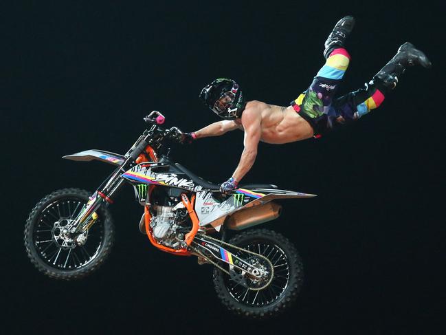 Nitro Circus at Kardinia Park on March 7, 2022. Stunts, crowd reactions, fireworks, plenty of colour. Picture: Mark Wilson