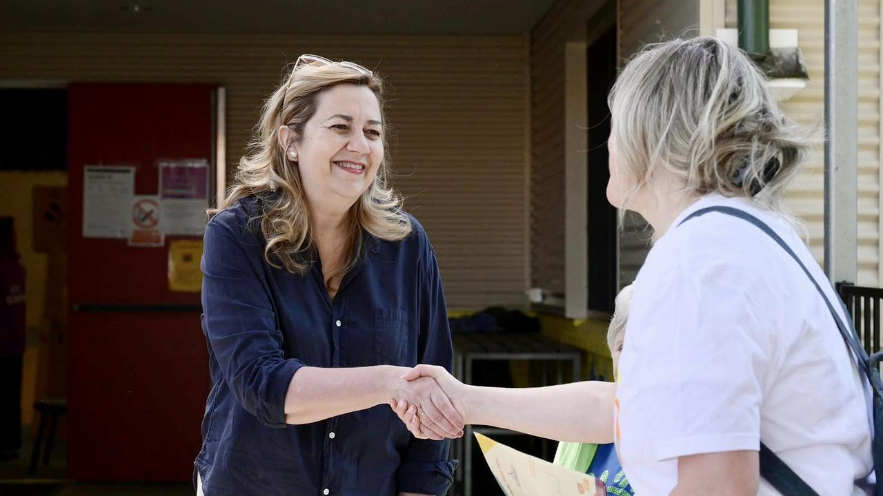 Premier Annastacia Palaszczuk at polling booths in Inala.