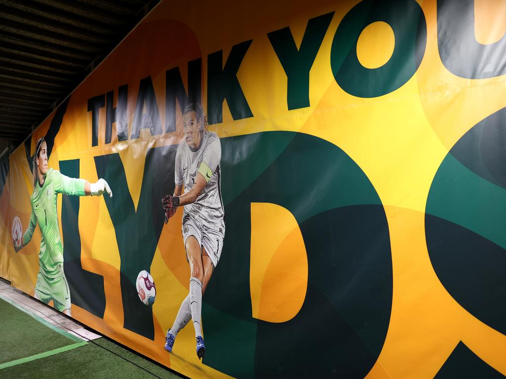 'Thank you Lyds' banner is on display in the players tunnel. Picture: Getty Images