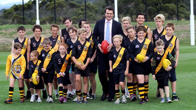 Brendon Gale with Kingborough juniors. Gale is on the board of AFL Tasmania.