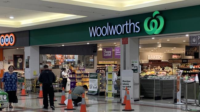 The guard visited Woolworths at Westfield Burwood last Thursday. Picture: Benedict Brook