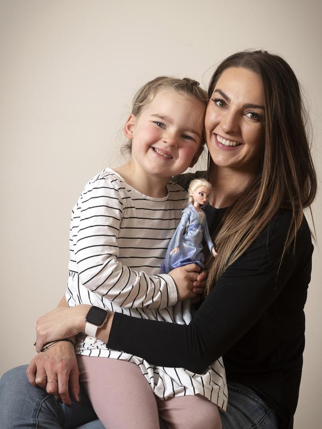 Karissa Young and her daughter Isla Kapeller 4 of Claremont will travel to Melbourne in September to have a major operation. Picture: CHRIS KIDD