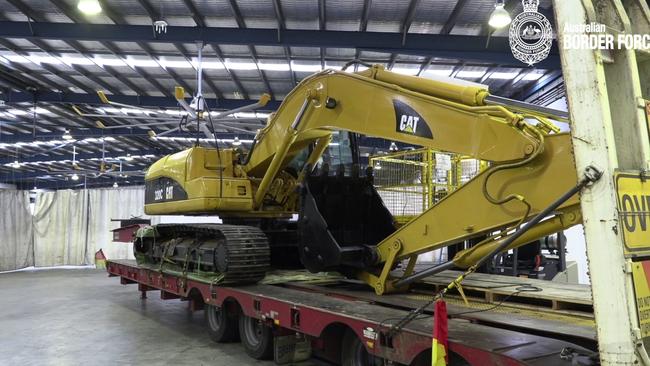 Police seized 384kg of cocaine from inside this excavator. Picture: Australian Border Force