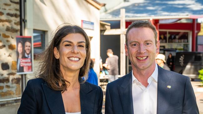 Dunstan Candidate Dr Anna Finizio and Opposition leader David Speirs on polling day. Picture: Instagram