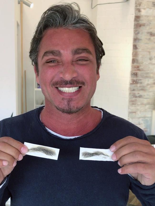 John Ibrahim with Watsford’s eyebrows. Picture: Supplied