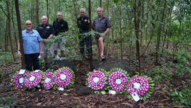 MEMORIAL: Remembering lost mates are, from left, Corporal Merv Dodd, and Sappers Chuck Bonzas, John Hoskin, Lyndon Stutley and Barry McKay. Picture: PETER MacDONALD