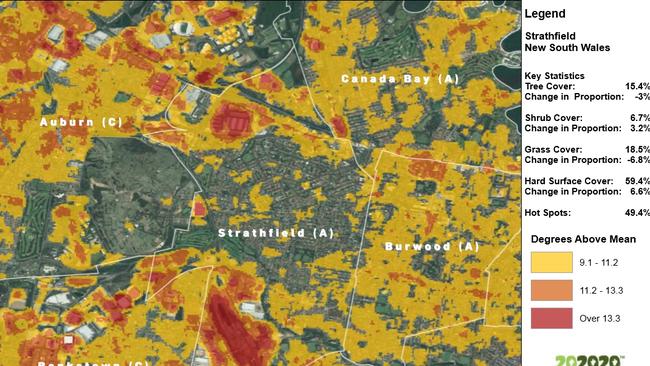 Mapping of urban heat island effects in Sydney from RMIT University and the University of Western Australia as part of the 202020 report.