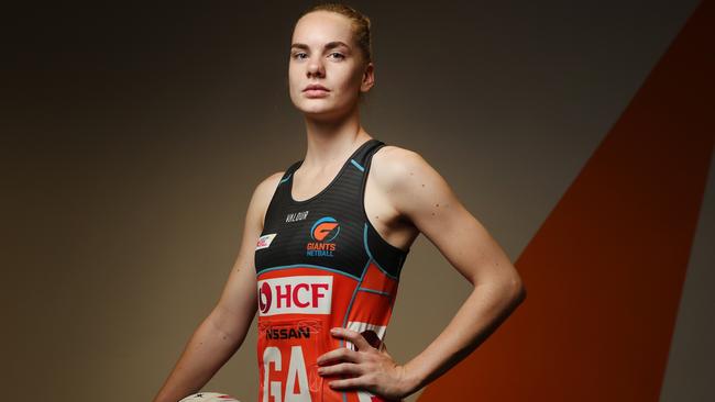 Pictured at GWS Giants at Sydney Olympic Park is goal shooter Kiera Austin , who is shaping up to be a Diamonds' regular if she ca get Super Netball court time. Picture: Richard Dobson