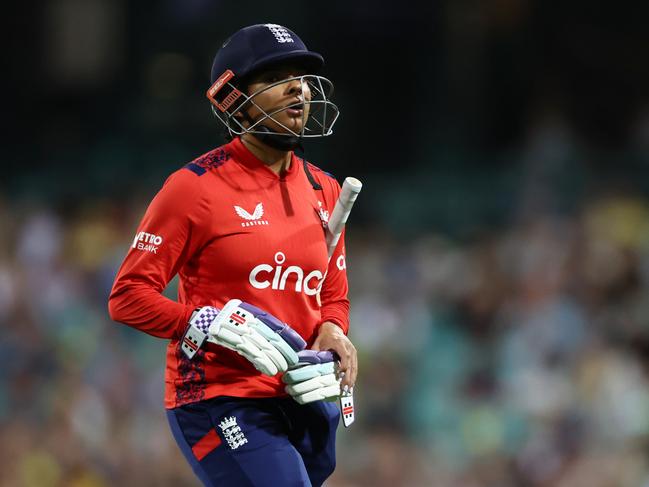 Dunkley was one of England’s best in the first T20, top-scoring with 59 in her first game of the series. Picture: Jeremy Ng/Getty Images