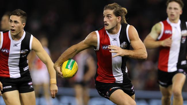 Josh Bruce sends the Saints forward on Friday night. Picture: Michael Klein