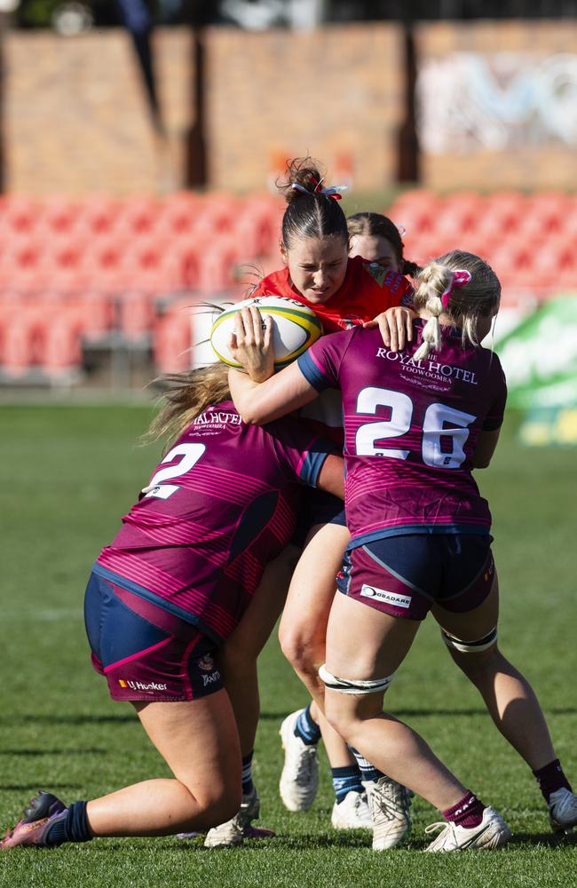 Bridgette Nicol of St George Roma against Toowoomba Bears in Downs Rugby Womens XV grand final rugby union at Toowoomba Sports Ground, Saturday, August 24, 2024. Picture: Kevin Farmer