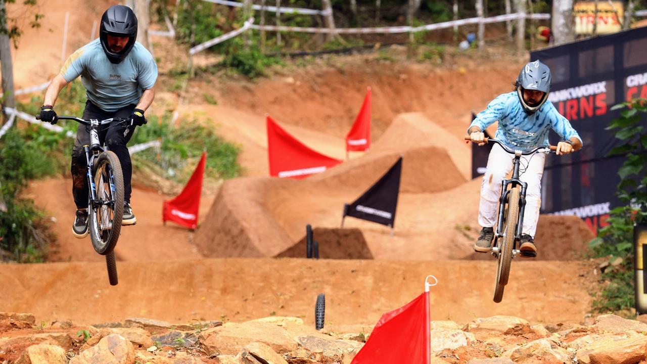 Action from the Slope &amp; Style event at the Crankworx Cairns mountain bike festival, held at Smithfield Mountain Bike Park. Picture: Brendan Radke