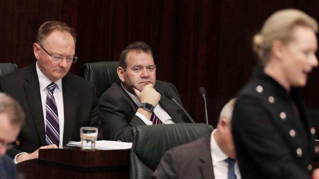 Adam Brooks in question time in State Parliament. Picture: RICHARD JUPE