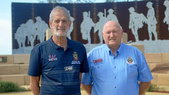 Emu Park RSL's Jon Willson and District Vice President Phillip Luzzi welcome more funding for Emu Park's Anzac walk. Picture: Jann Houley