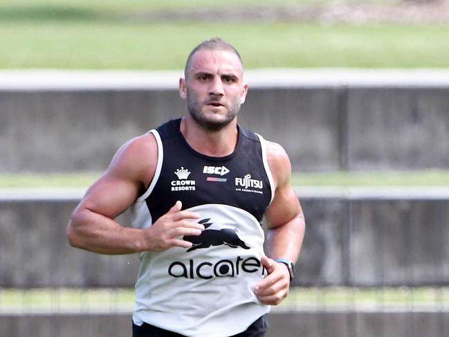 New Souths recruit, Robbie Farrah at Redfern Oval during closed session training.