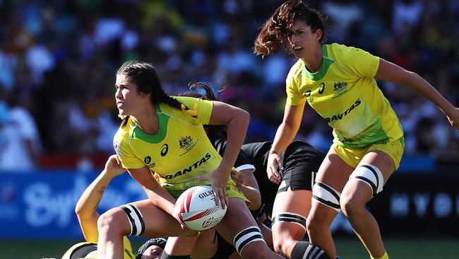 Australia's Charlotte Caslick during the HSBC World Rugby Women's Sevens Series bronze medal match against New Zealand earlier this year.