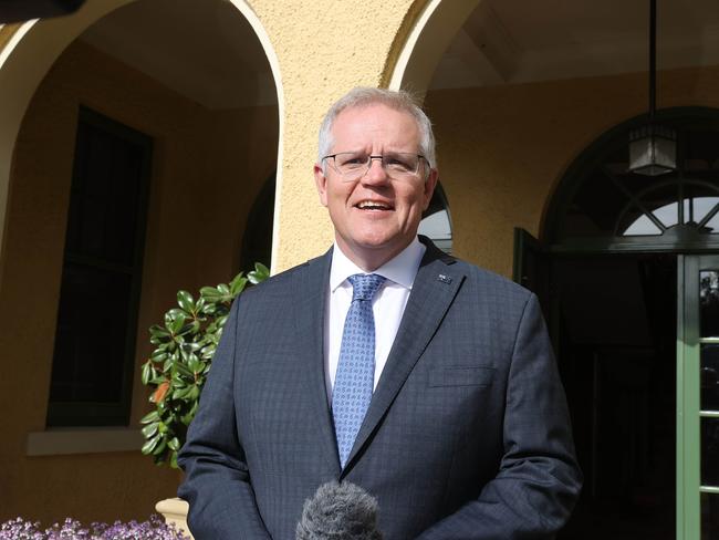 CANBERRA, AUSTRALIA - NewsWire Photos OCTOBER 11, 2021: Prime Minister Scott Morrison departs the Lodge in Canberra, after being in quarantine after his trip to the USA last month.Picture: Gary Ramage / NCA NewsWire