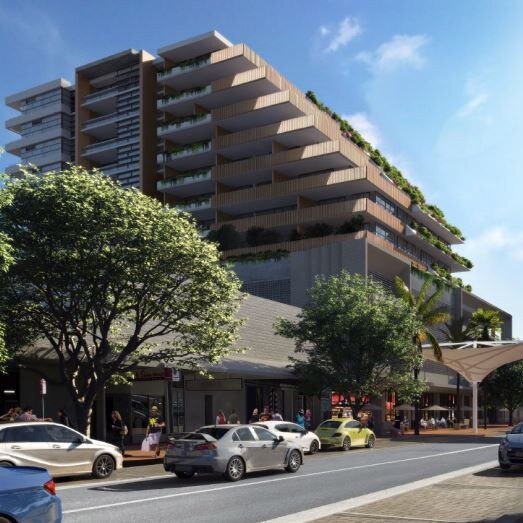 Artist's impression of C.ex Group's proposed highrise in the Coffs CBD. View from Harbour Dr.