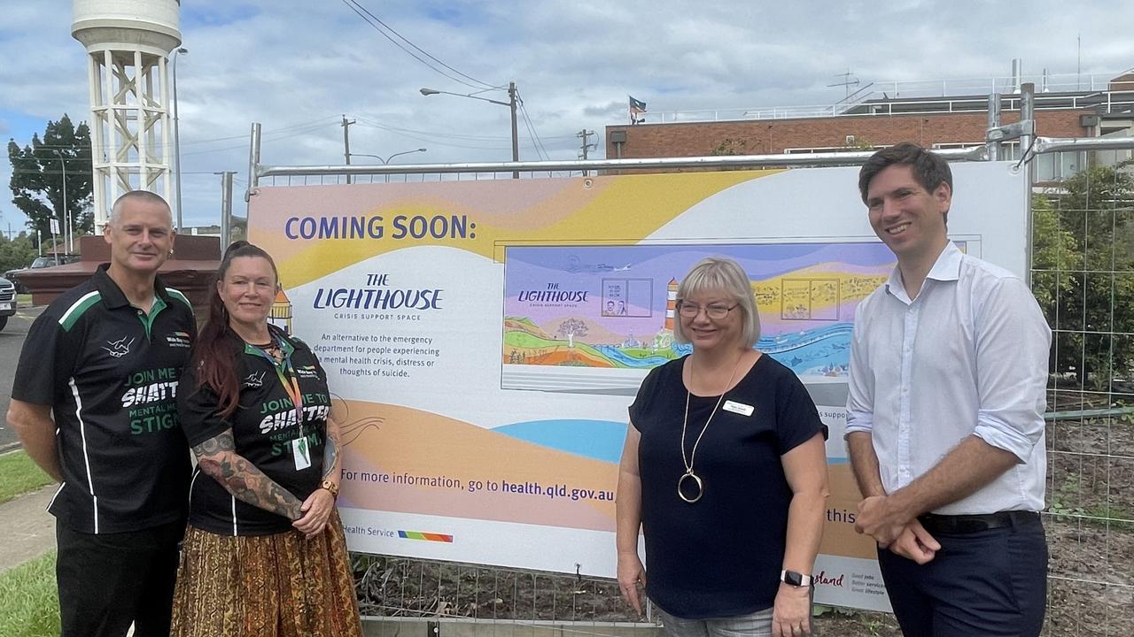 Geoff Richardson, Carey Thomson, Fiona Sewell and Tom Smith announced the new mental health crisis support space at Bundaberg Hospital.