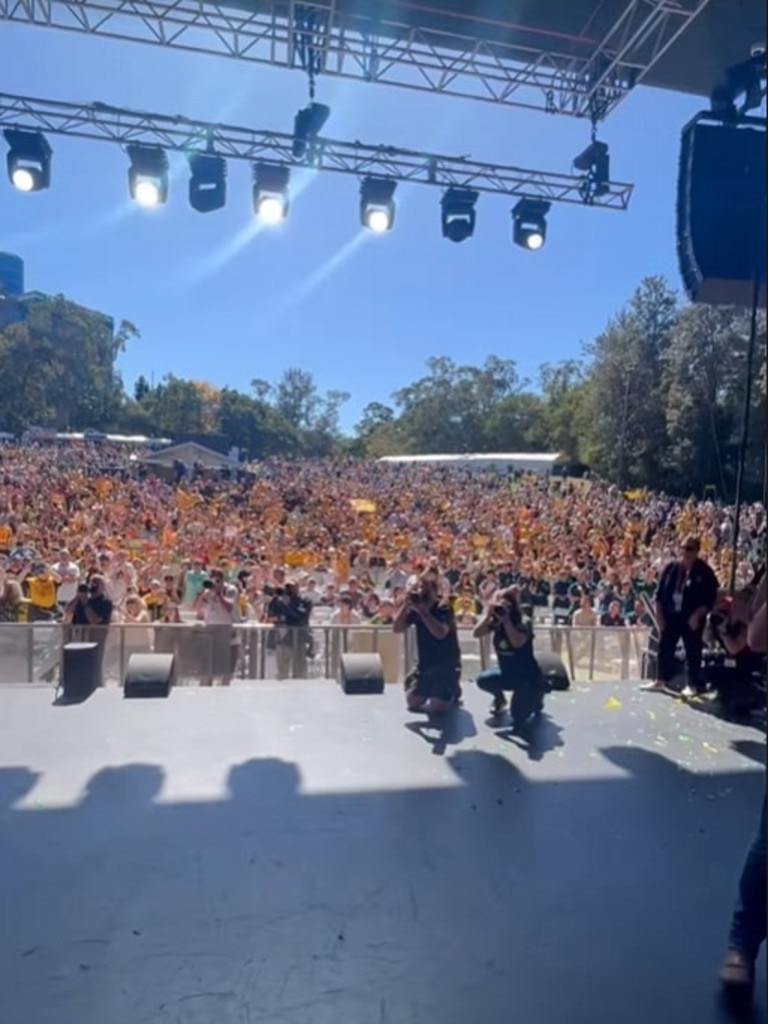 The event included singers and the team being handed a key to the City of Brisbane. Picture: Instagram