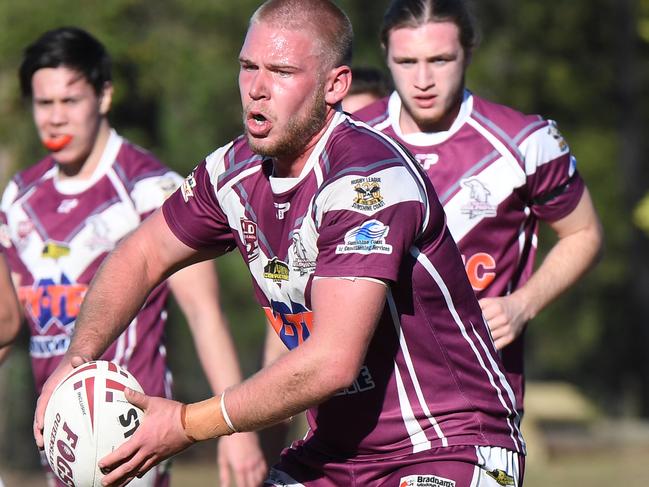 Kawana Dolphins forward Blake Scholten on the charge last season. Photo: Warren Lynam