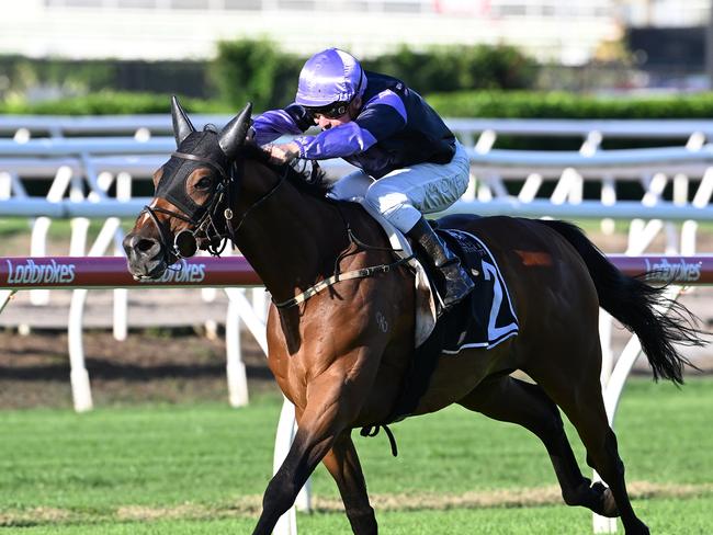 Mighty Ulysses holds off all challengers to win the Listed Brisbane Mile Handicap (1600m) at Eagle Farm for Ryan Maloney. Picture: Grant Peters - Trackside Photography.