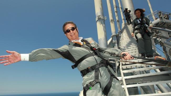 Dr Abedian at the Skypoint Climb on his iconic Q1 building in Surfers Paradise. Picture: Scott Fletcher