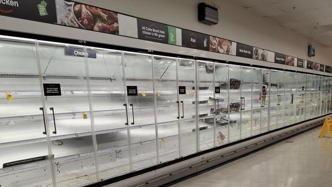 Broome supermarket shelves have been stripped as major roads remain closed, limiting produce deliveries. Photo: Supplied/Facebook