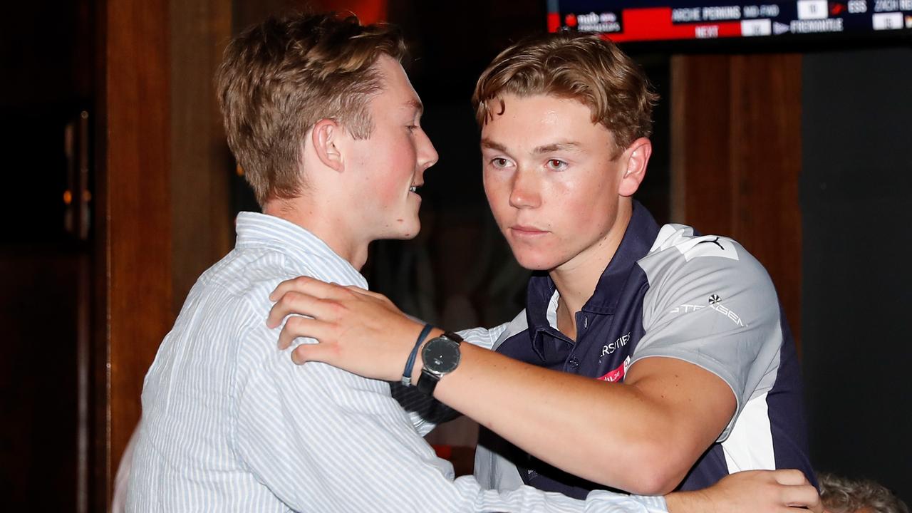 Tanner Bruhn with a blank face after being drafted to the Giants in the 2020 draft. Picture: Michael Willson/AFL Photos via Getty Images