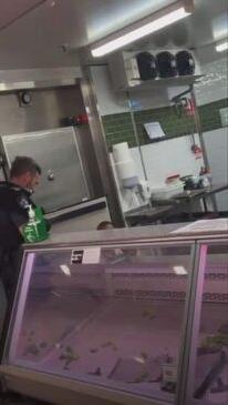 Watch: Supermarket meat destroyer surrenders to police