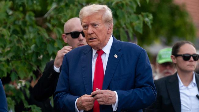 Donald Trump holds a news conference outside Trump National Golf Club Bedminster this week. Picture: Adam Gray/Getty Images via AFP