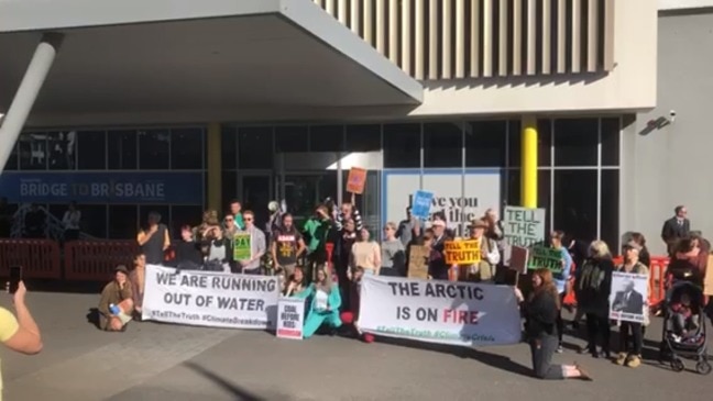 Extinction Rebellion protesters outside News Corp Queensland