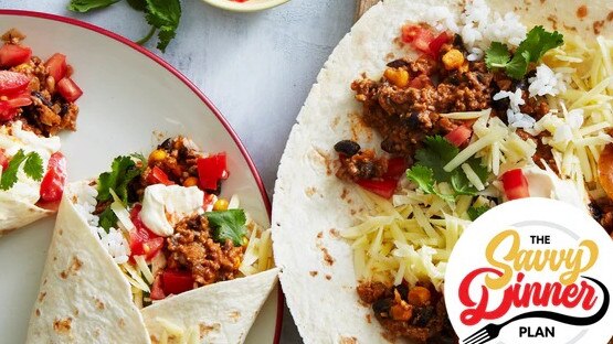 Savvy Dinner Plan's jumbo chilli con carne burritos.