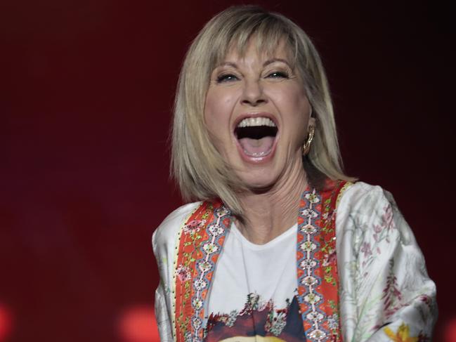 Olivia Newton-John performing at Fire Fight Australia in Sydney. Picture: Getty