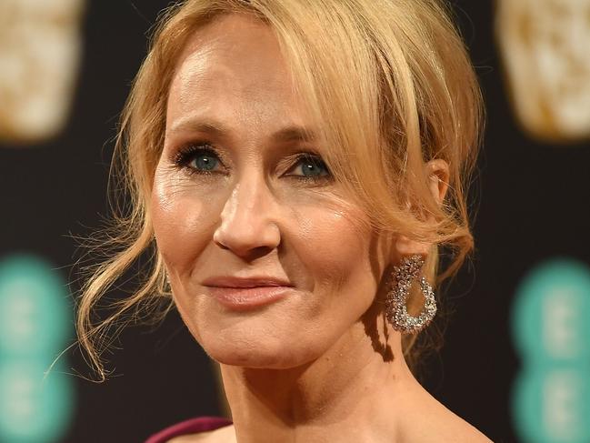 (FILES) In this file photo taken on February 12, 2017 British author J. K. Rowling poses upon arrival at the BAFTA British Academy Film Awards at the Royal Albert Hall in London on February 12, 2017. - 