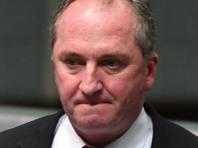 Former deputy prime minister Barnaby Joyce during Question Time in the House of Representatives at Parliament House in Canberra, Thursday, March 1, 2018. (AAP Image/Mick Tsikas) NO ARCHIVING