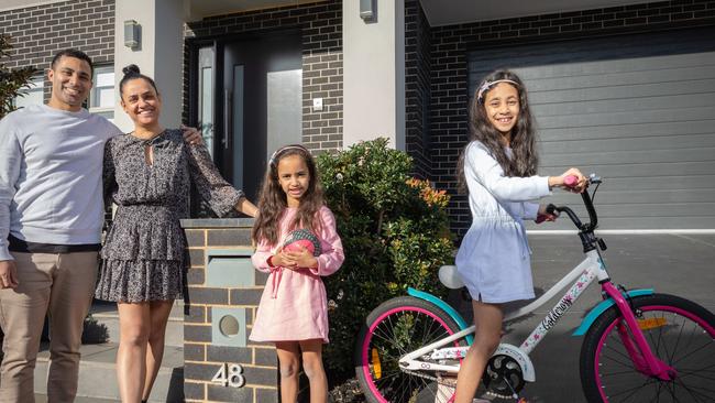 Ash and Narin Rodrigues, with daughters Myra and Aida, are selling their home at 48 Morello Circle, Doncaster East. They described the suburb as perfect for families. Picture: Jason Edwards