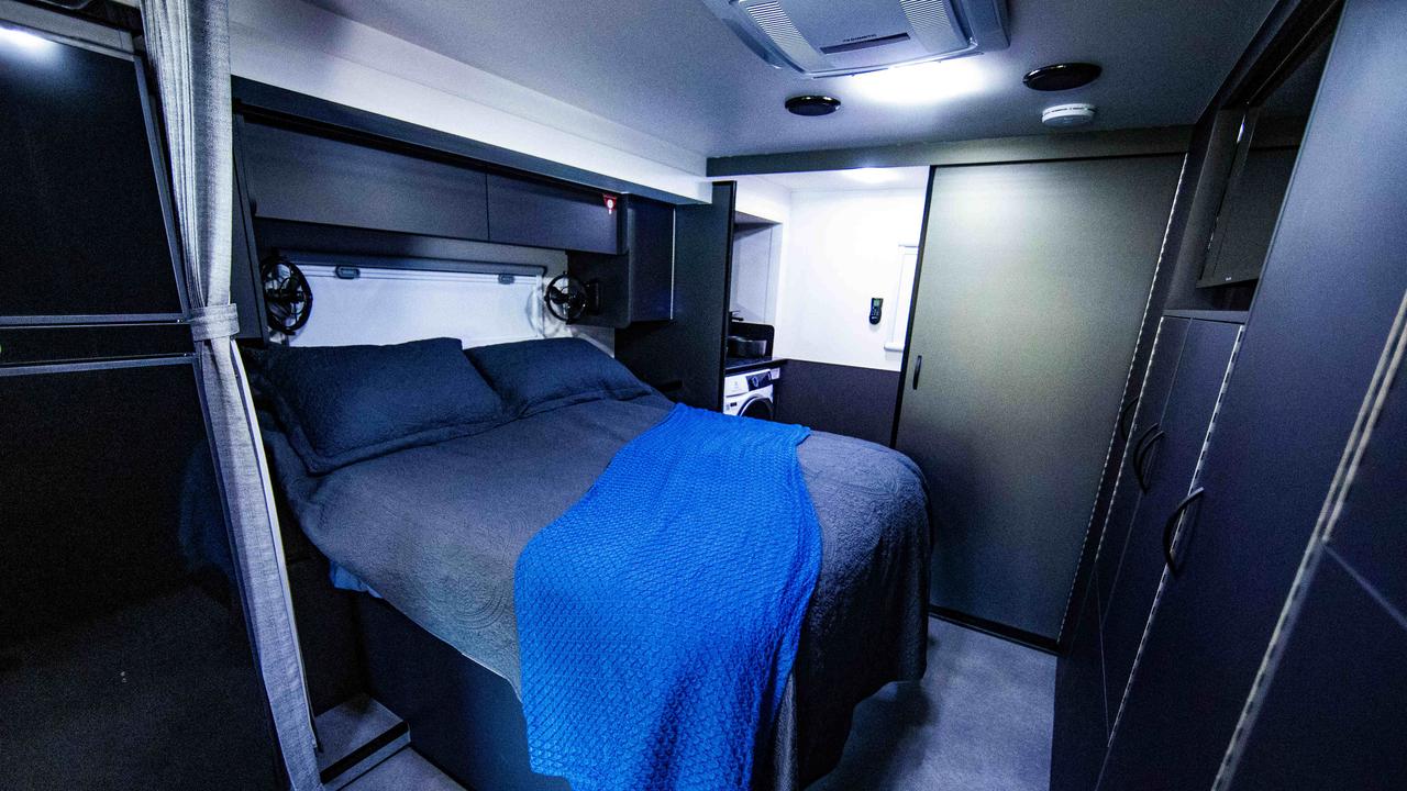 Bob and Janina Kulig’s new motorhome has a spacious main bedroom. Picture: Nigel Hallett