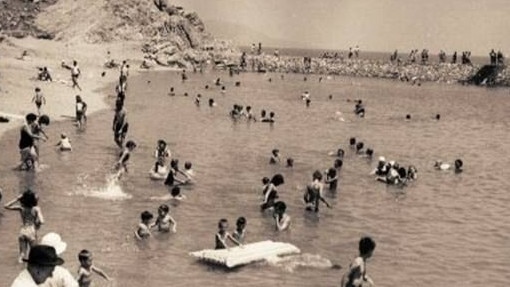 Rockpool swimming enclosure on the Strand in the early days.