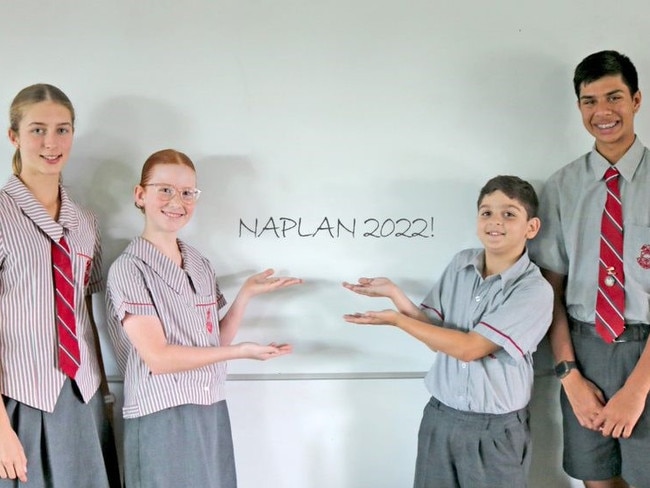 (From left to right) Whitsunday Anglican School students Chloe Ralph (Year 9), Asher Hobbs (Year 5), Ibrahim Musameh (Year 3) and Declan Loveless (Year 9). Picture: Contributed