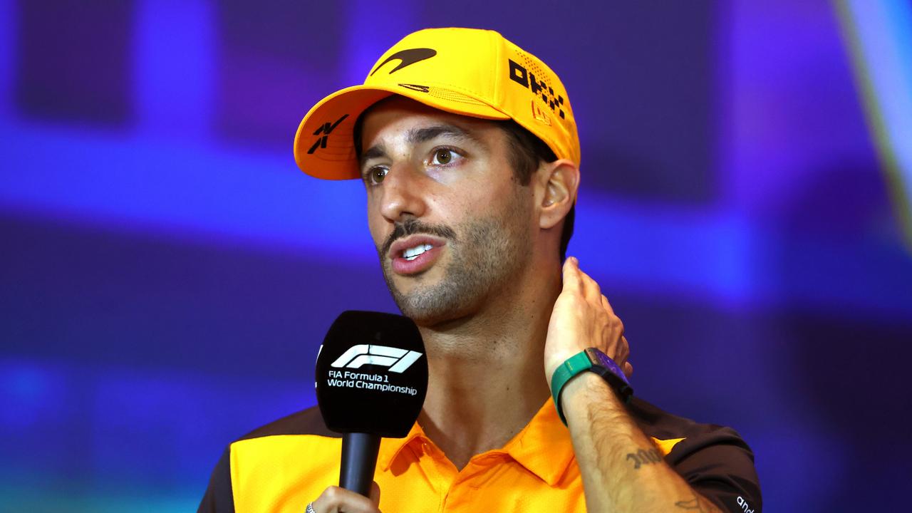 ABU DHABI, UNITED ARAB EMIRATES - NOVEMBER 17: Daniel Ricciardo of Australia and McLaren talks in a press conference during previews ahead of the F1 Grand Prix of Abu Dhabi at Yas Marina Circuit on November 17, 2022 in Abu Dhabi, United Arab Emirates. (Photo by Bryn Lennon/Getty Images)