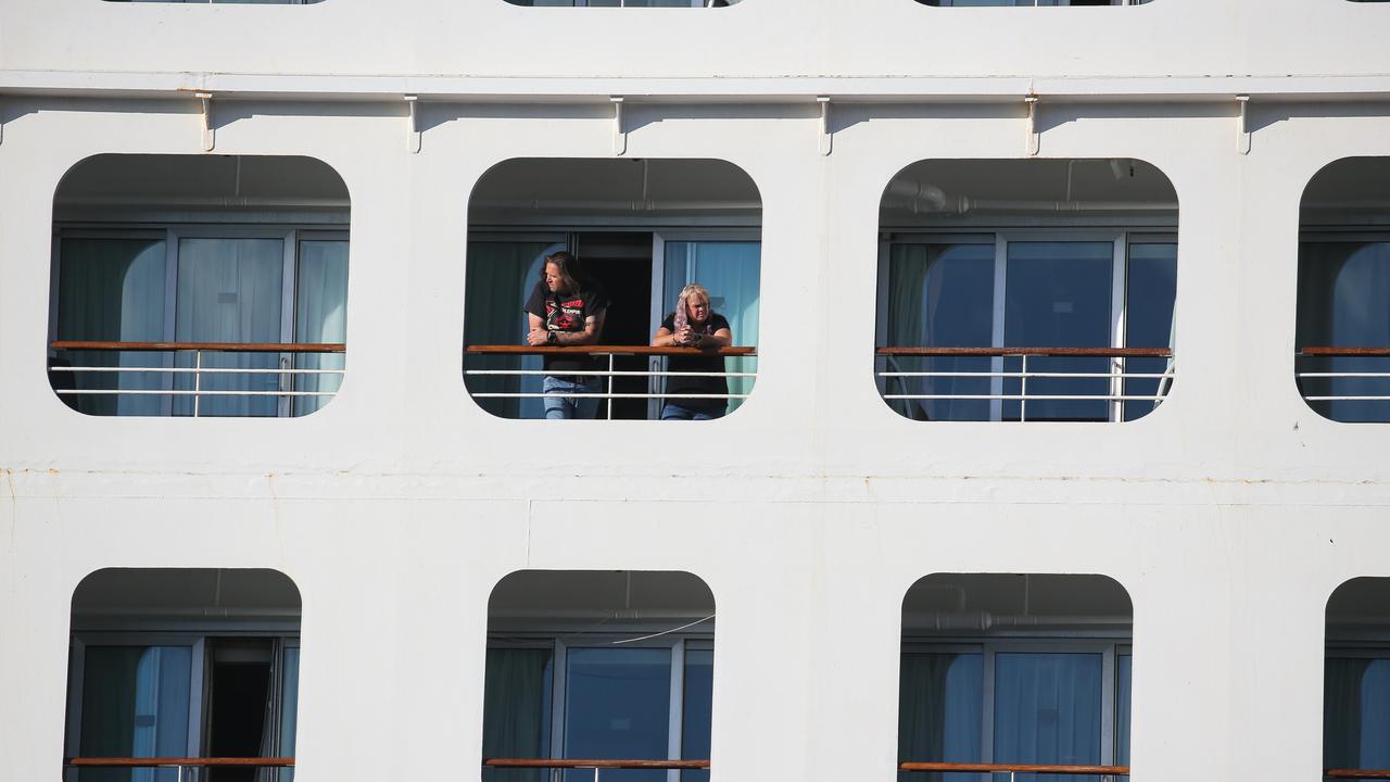 Covid-positive passengers isolating from their cabins. Picture: NCA NewsWire / Gaye Gerard