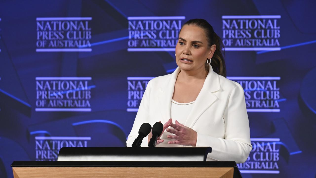 Jelena Dokic, Former World Number 4 Tennis Playe addresses the National Press Club of Australia in Canberra. Picture: NewsWire / Martin Ollman