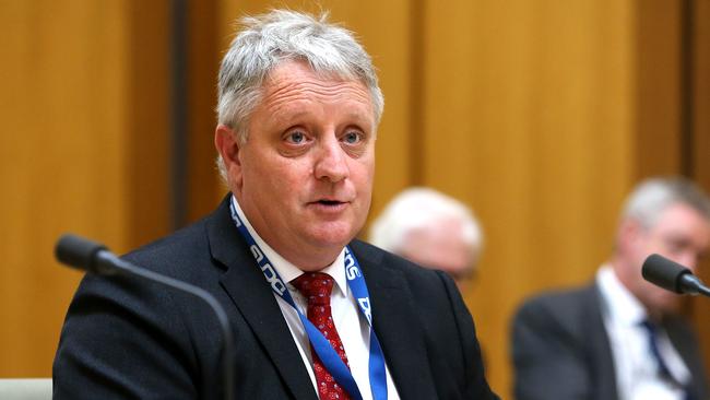 Brent Clark from DCNS Australia appearing at a Senate committee in Canberra.