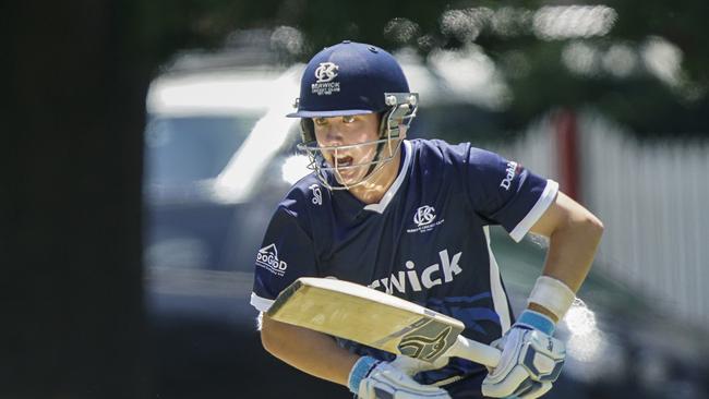 Dandenong District CA Turf 1: Buckley Ridges v Berwick. Lachlan Brown batting for Berwick. Picture: Valeriu Campan