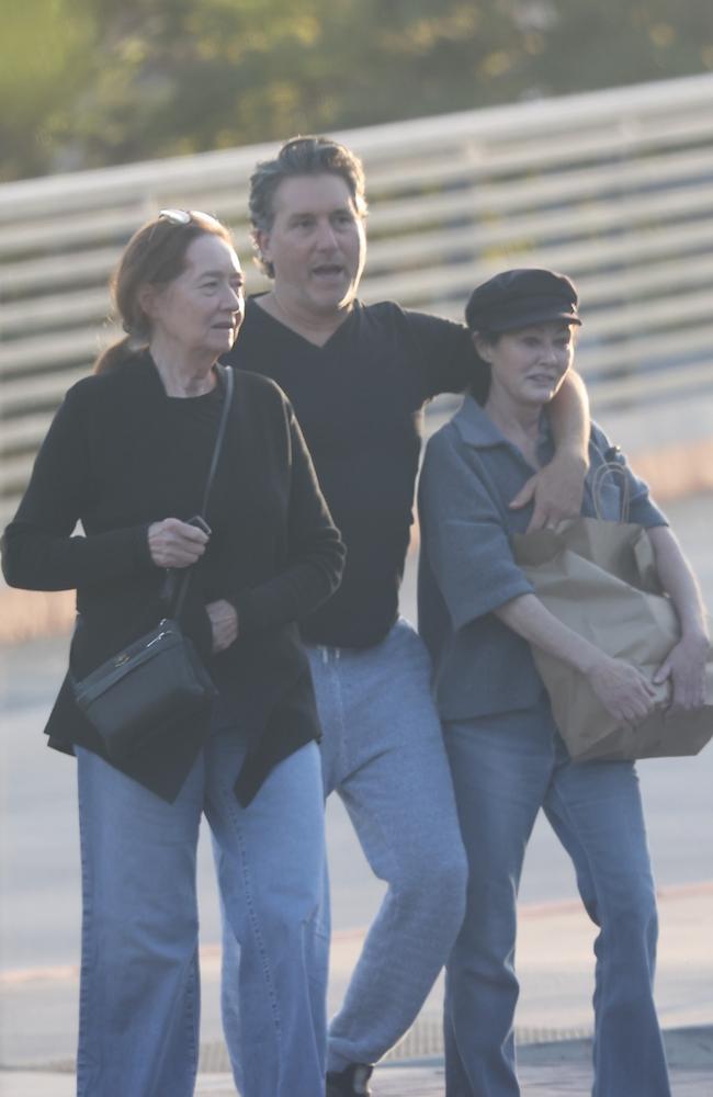 Shannen Doherty (right) was seen leaving Kristy’s Malibu after dinner with pal Chris Cortazzo and a female friend on June 16. Picture: RMBI / BACKGRID